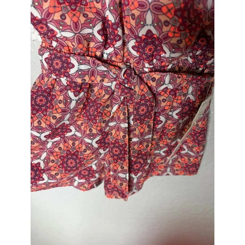 Tamara Girls Girls Red Mosaic Print Romper with Lace Trim size 4